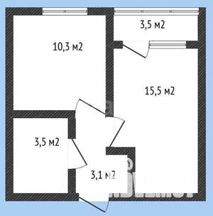 1-к квартира, сданный дом, 34м2, 2/10 этаж