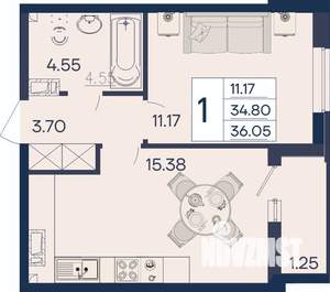 1-к квартира, вторичка, 36м2, 7/18 этаж