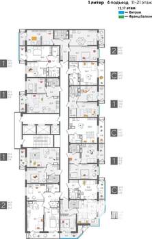 1-к квартира, строящийся дом, 42м2, 13/24 этаж