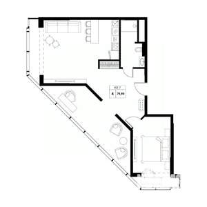 3-к квартира, строящийся дом, 80м2, 15/19 этаж