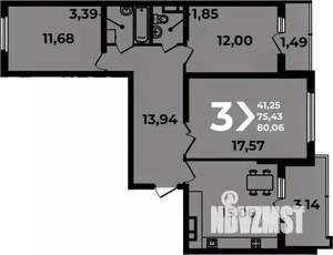 3-к квартира, вторичка, 80м2, 15/19 этаж