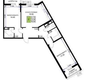 2-к квартира, вторичка, 77м2, 14/18 этаж