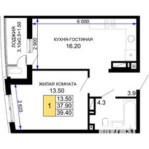 1-к квартира, вторичка, 39м2, 15/18 этаж