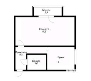 1-к квартира, вторичка, 33м2, 2/4 этаж