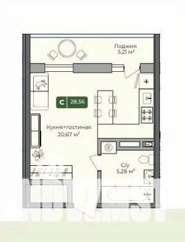 Студия квартира, вторичка, 29м2, 1/10 этаж