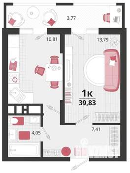 1-к квартира, вторичка, 40м2, 17/18 этаж