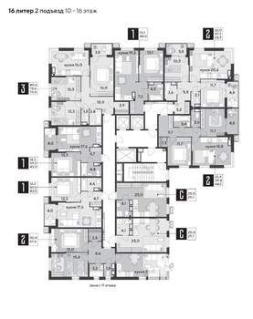 2-к квартира, строящийся дом, 68м2, 11/18 этаж