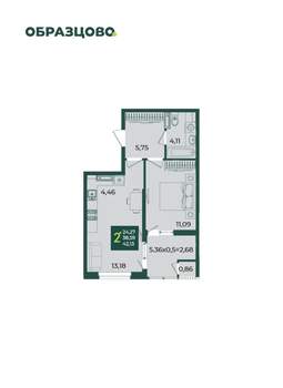 2-к квартира, вторичка, 42м2, 12/18 этаж