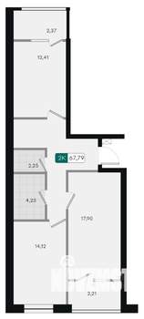 2-к квартира, вторичка, 68м2, 8/9 этаж