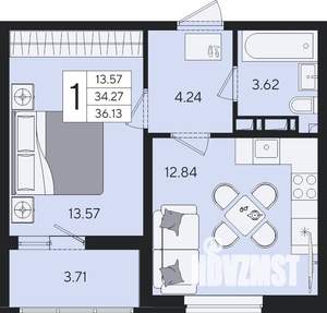 1-к квартира, вторичка, 36м2, 5/9 этаж