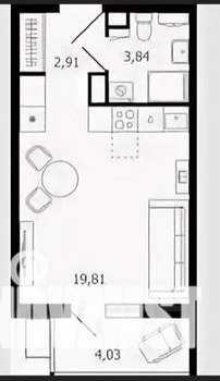 Студия квартира, вторичка, 28м2, 2/8 этаж