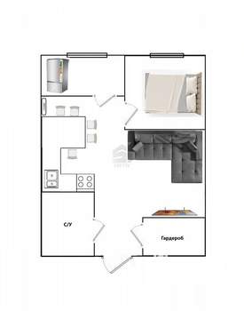 1-к квартира, вторичка, 40м2, 22/25 этаж
