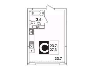 Студия квартира, вторичка, 27м2, 14/16 этаж