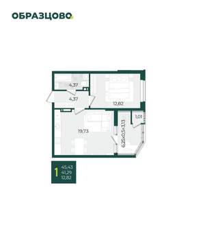 1-к квартира, строящийся дом, 45м2, 15/21 этаж