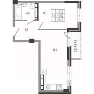 1-к квартира, вторичка, 44м2, 9/15 этаж