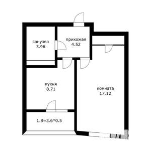 1-к квартира, вторичка, 35м2, 13/19 этаж