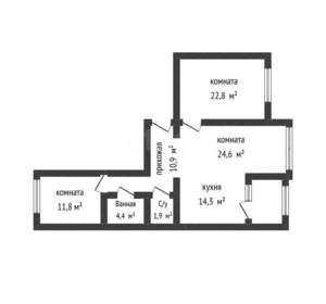 3-к квартира, вторичка, 91м2, 12/16 этаж