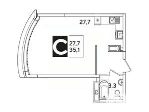 Студия квартира, вторичка, 35м2, 11/16 этаж