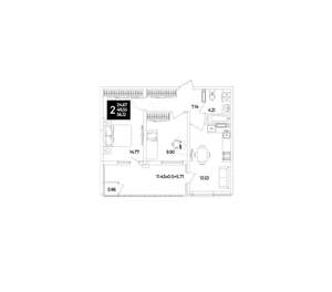 2-к квартира, вторичка, 56м2, 18/18 этаж