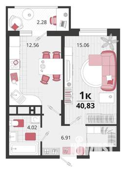 1-к квартира, вторичка, 41м2, 9/18 этаж