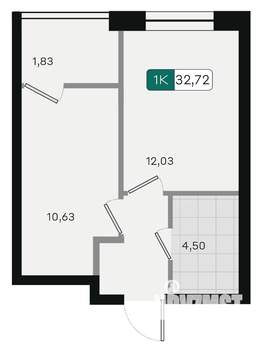 1-к квартира, вторичка, 33м2, 2/9 этаж