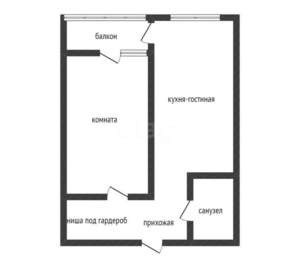 2-к квартира, вторичка, 38м2, 4/16 этаж