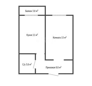 1-к квартира, вторичка, 35м2, 9/16 этаж