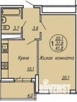 1-к квартира, сданный дом, 42м2, 7/24 этаж