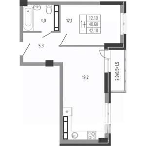 1-к квартира, вторичка, 43м2, 13/15 этаж