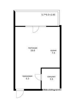 Студия квартира, вторичка, 27м2, 7/8 этаж