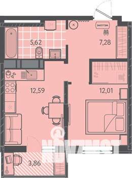 1-к квартира, вторичка, 39м2, 2/16 этаж