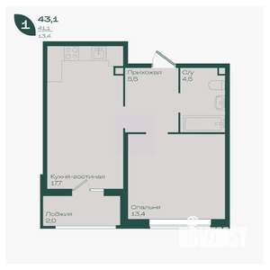 1-к квартира, вторичка, 43м2, 2/18 этаж