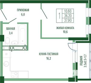 1-к квартира, вторичка, 39м2, 3/4 этаж