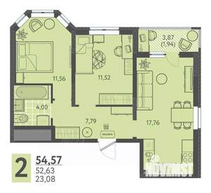 2-к квартира, вторичка, 55м2, 8/18 этаж