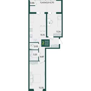 2-к квартира, вторичка, 64м2, 2/18 этаж