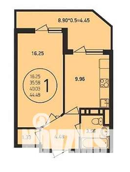 1-к квартира, вторичка, 44м2, 10/18 этаж
