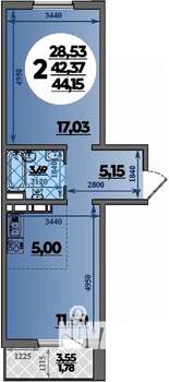 2-к квартира, вторичка, 44м2, 8/8 этаж