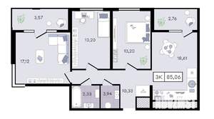 3-к квартира, вторичка, 85м2, 2/8 этаж