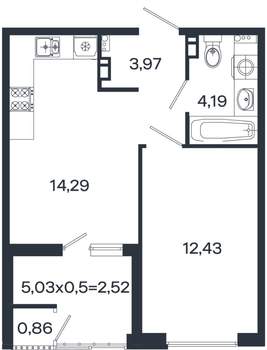 1-к квартира, вторичка, 38м2, 7/18 этаж
