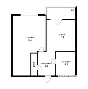 1-к квартира, вторичка, 28м2, 5/9 этаж