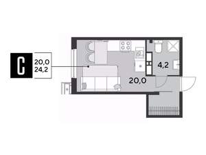 Студия квартира, вторичка, 24м2, 11/18 этаж