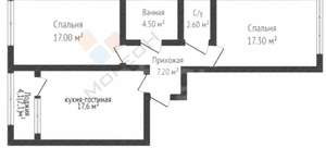 2-к квартира, вторичка, 66м2, 17/23 этаж