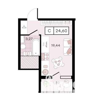 Студия квартира, вторичка, 25м2, 5/8 этаж