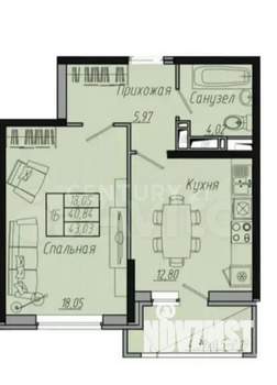 1-к квартира, вторичка, 43м2, 19/20 этаж