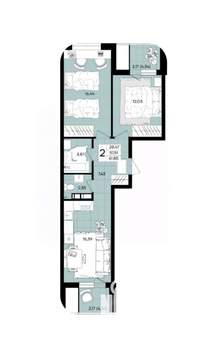 2-к квартира, вторичка, 62м2, 7/9 этаж