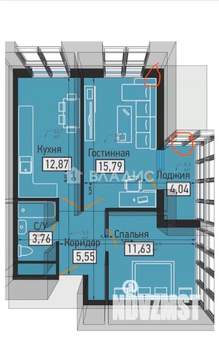 2-к квартира, вторичка, 56м2, 22/25 этаж
