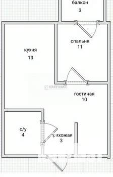 1-к квартира, вторичка, 36м2, 7/16 этаж