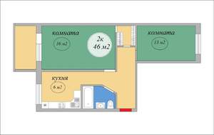2-к квартира, вторичка, 48м2, 1/5 этаж