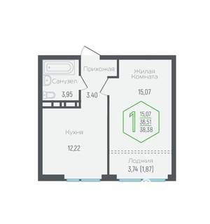 1-к квартира, вторичка, 37м2, 4/24 этаж