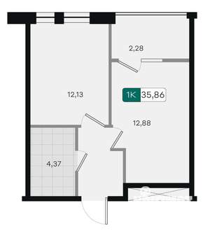 1-к квартира, вторичка, 36м2, 4/18 этаж